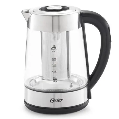Hervidor Oster Eléctrico de Vidrio BVSTKT8990 Acero/Negro - Precisión y Estilo en Cada Taza
