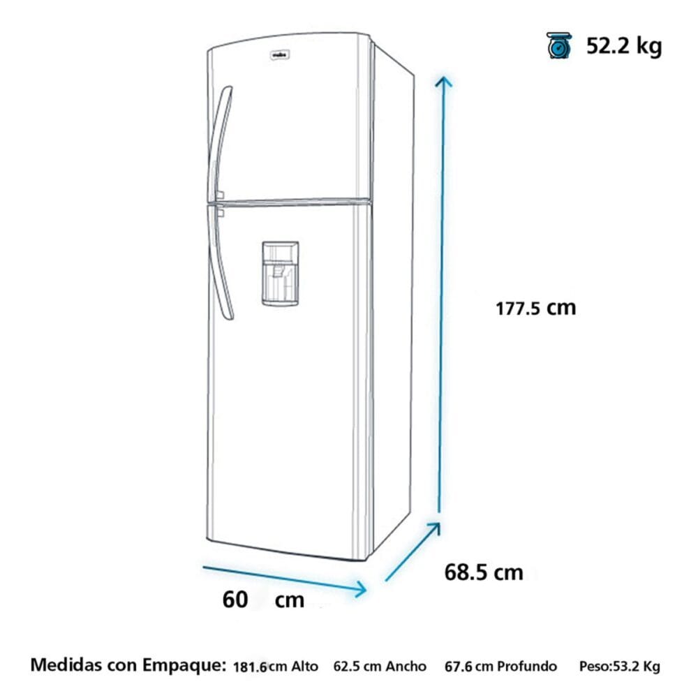 1200Wx1200H G Mabe Refrigeradores 313L Grafito RMA300FBPG1 Isometrico