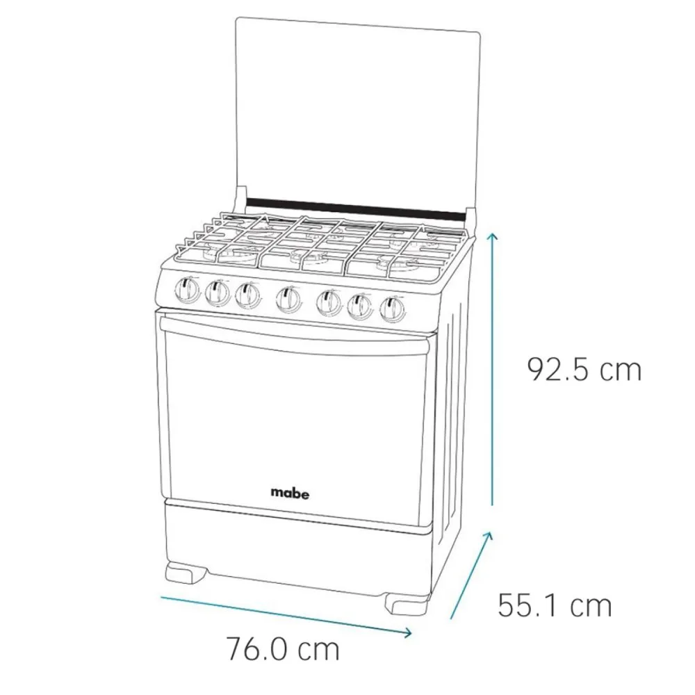 1200Wx1200H L Mabe Coccion 60cm Negro CMP3020FN0 Isometrico