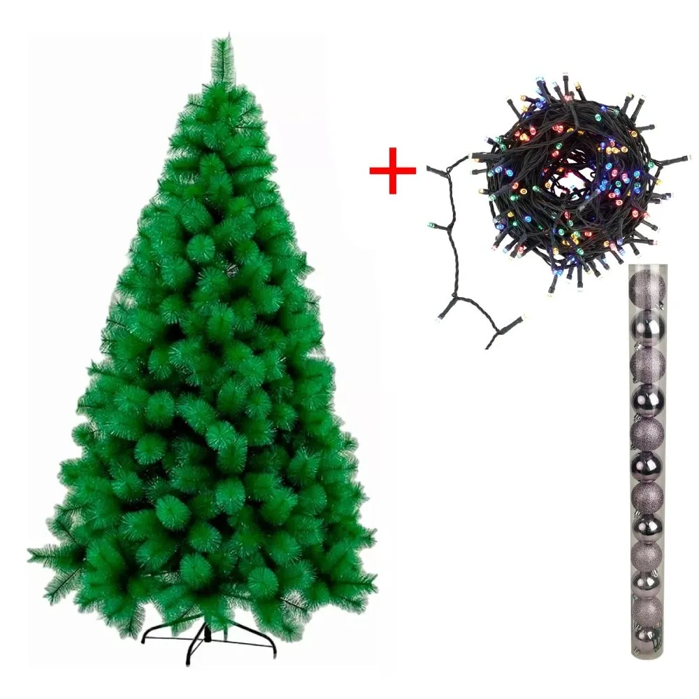 ARBOL NAVIDENO VERDE COPOSO RAMA POR RAMA 240 CM DE ALTO INCLUYE LUCES