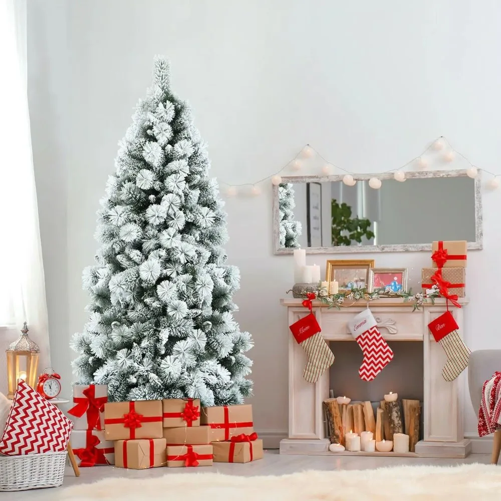 Arbol de Navidad Pino Coposo Americano con Nevado 180CM Perfecto para Decoracion Navidena Realista 4