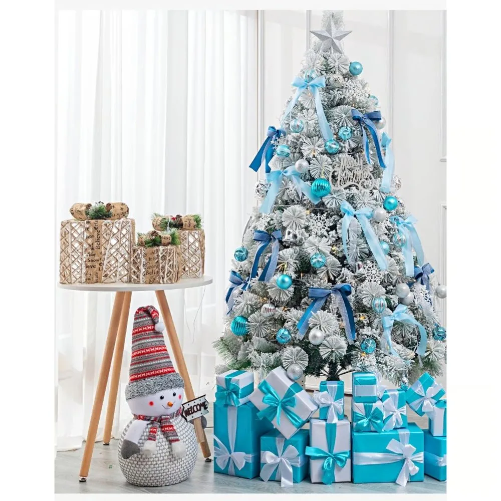 Arbol de Navidad Pino Coposo Americano con Nevado 180CM Perfecto para Decoracion Navidena Realista