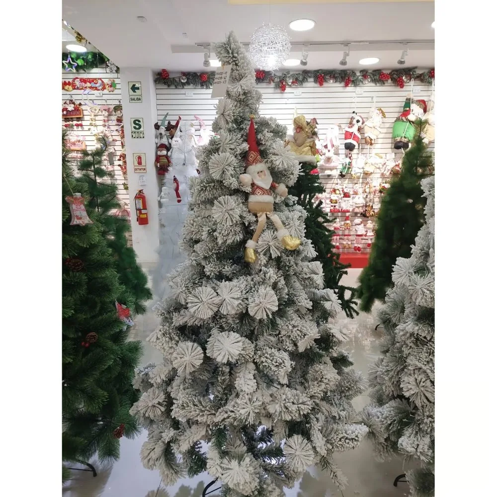 Arbol de Navidad Ponposo Americano con Nevado 150CM de Alto Genera una Decoracion Navidena Realista
