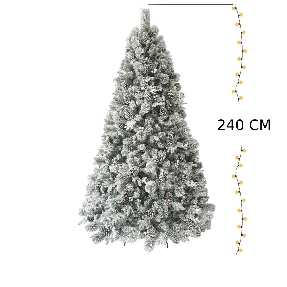 Arbol de Navidad con nieve 2.40 Metros Facil de Montar con Soporte de Metal