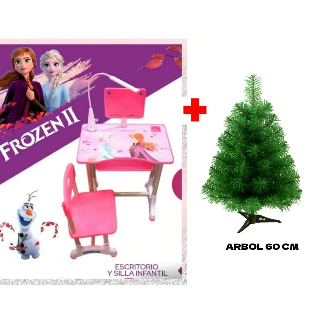 Escritorio para Ninas Ergonomico con Lampara Led FROZEN Incluye Arbol de Navidad 60 cm de Alto