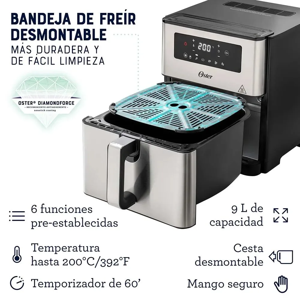 Freidora de Aire Digital Oster® de 9L con Recubrimiento DiamondForce CKSTAF90D 11