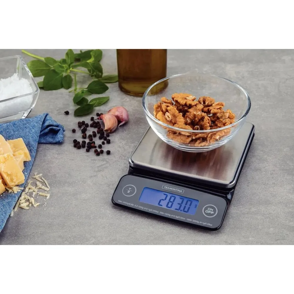 Balanza Digital Tramontina Adatto de Alta Precision con Base de Acero Inoxidable – Funcion Tara y Apagado Automatico 1