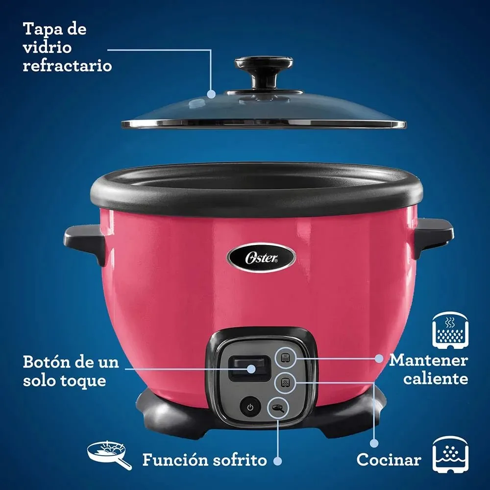 Olla Arrocera Oster 1.8L Sofrito CKSTRC8029M Sandia Funcion de Sofrito Recubrimiento Antiadherente y Tapa de Vidrio 2