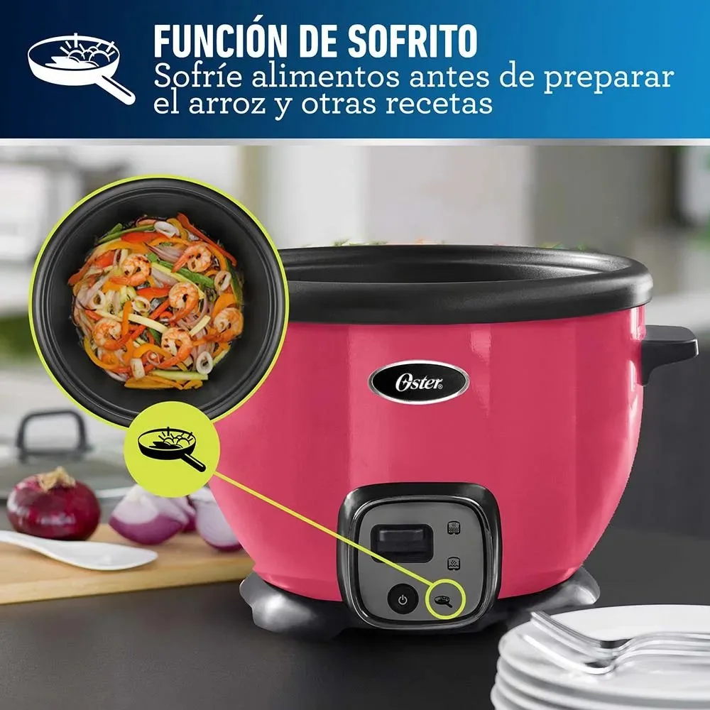 Olla Arrocera Oster 1.8L Sofrito CKSTRC8029M Sandia Funcion de Sofrito Recubrimiento Antiadherente y Tapa de Vidrio 3