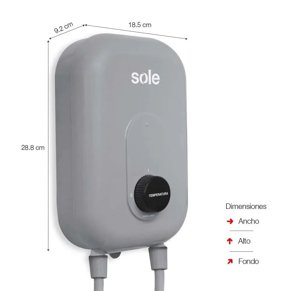Rapiducha Electrica Sole Turbo High 5500W Gris SOLRD5500TMC – Agua Caliente Instantanea con Tecnologia Turbo y 5 Sistemas de Seguridad 3