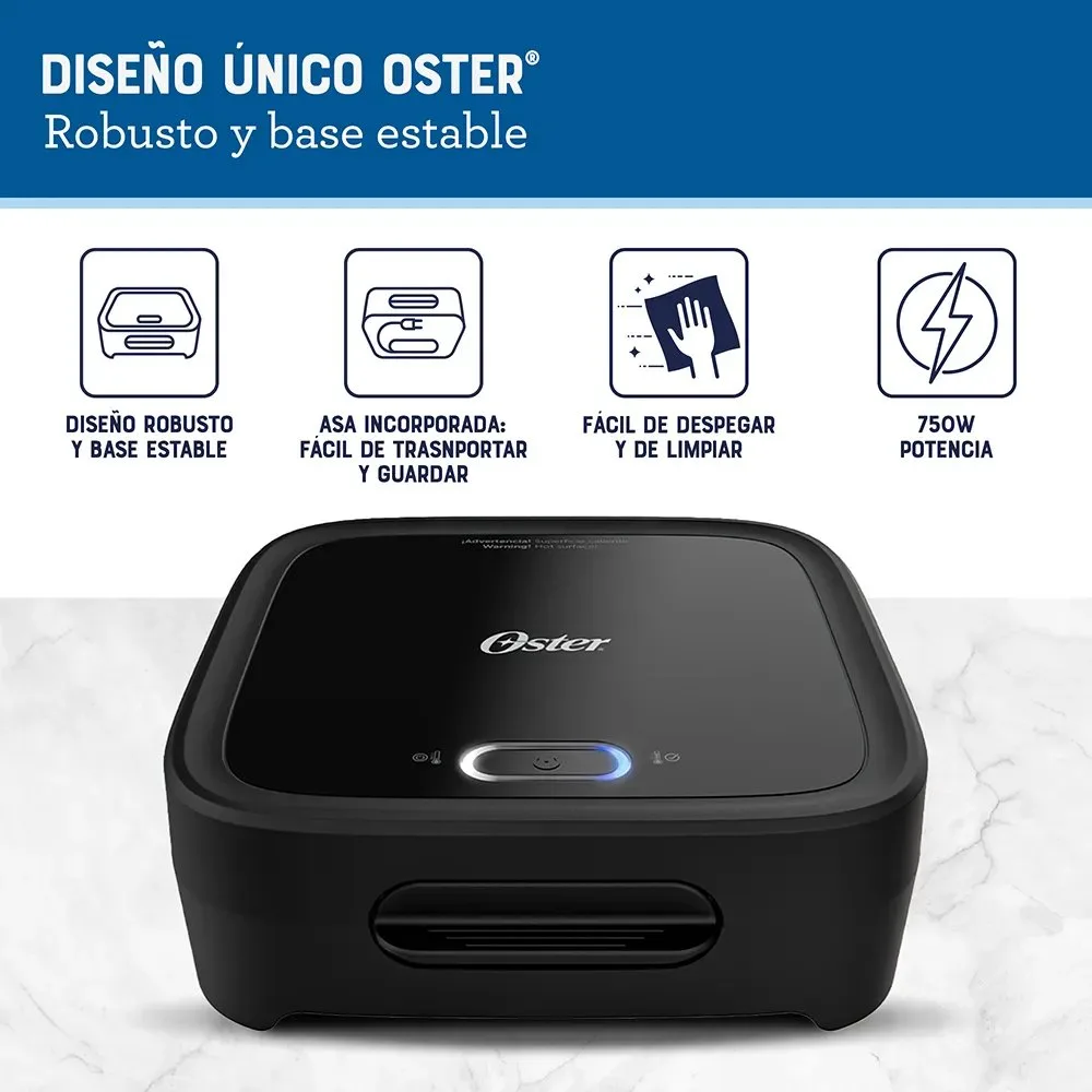 Sandwichera Oster® Compacta con Platos Hondos y Sistema Quick Lock – Capacidad Mejorada para Sandwiches Tortillas y Crepes CKSTSM400 053 4