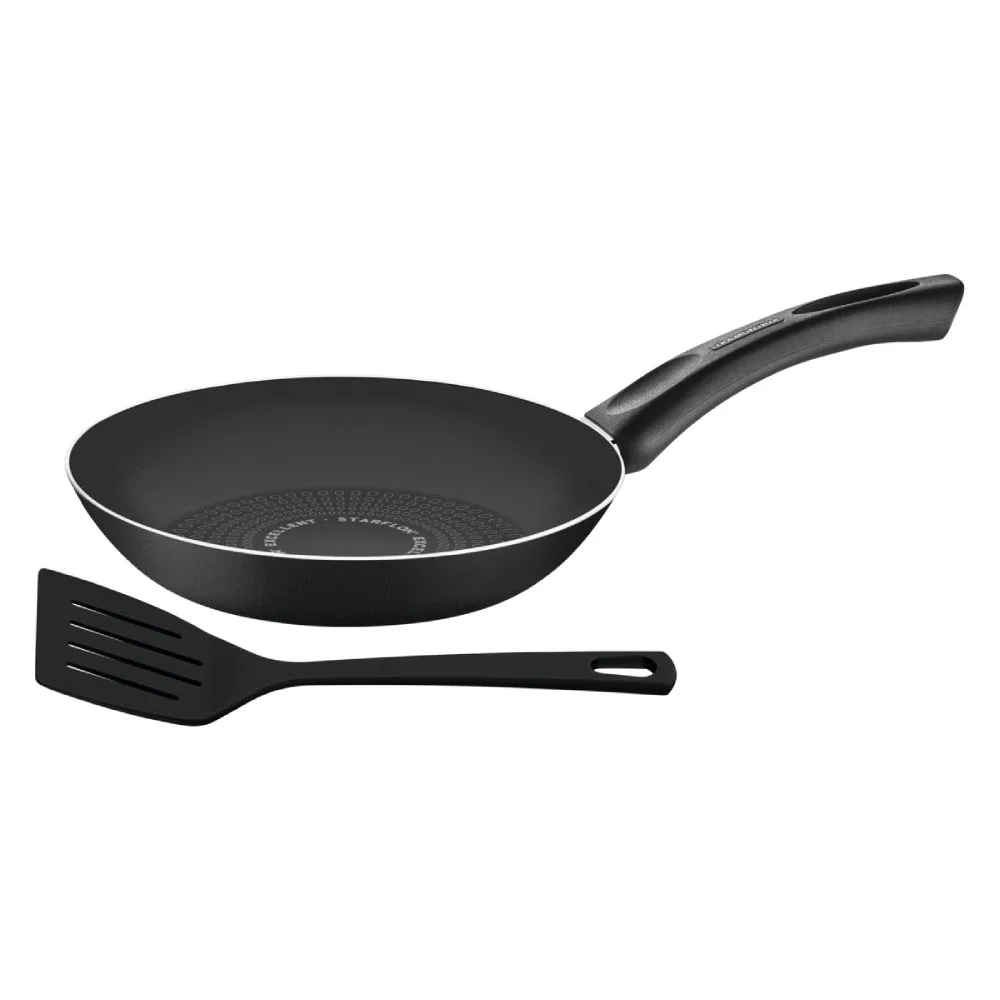 Sarten Tramontina Paris en Aluminio con Revestimiento Antiadherente Starflon Excellent Negro 24 cm 12 L y Espatula de Nylon 28551024 4